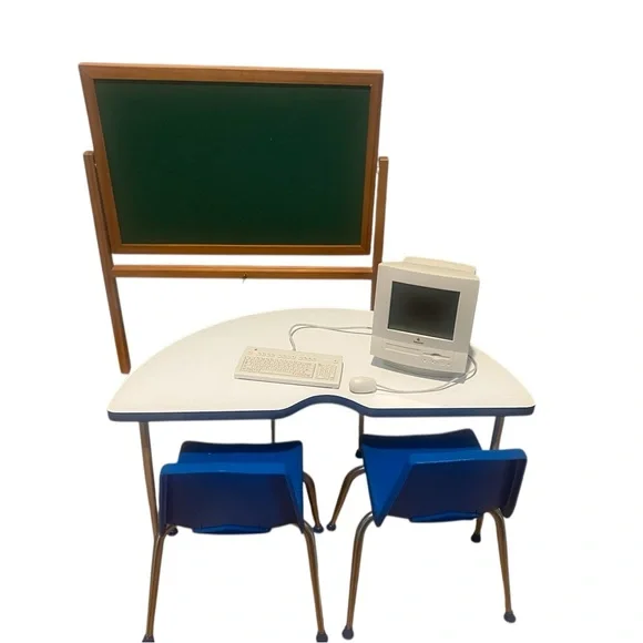 Authentic American Girl Blue Chairs,Activity table, Mac computer chalkboard 1999 - Picture 3 of 15